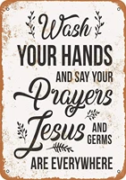 812 metal sign wash your hands and say your prayers vintage look