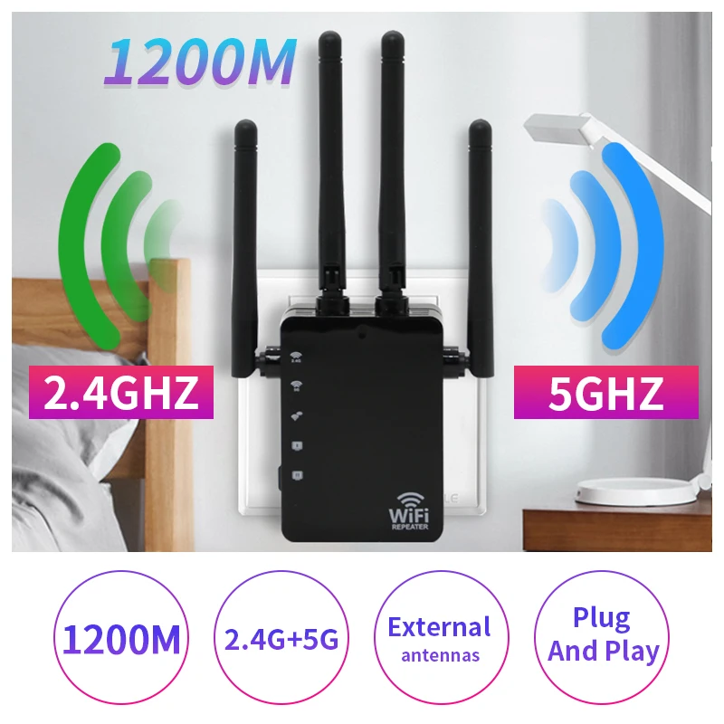 Усилитель сигнала Wi-Fi 2 4/5 8 ГГц 1200 Мбит/с 1*100 | Компьютеры и офис