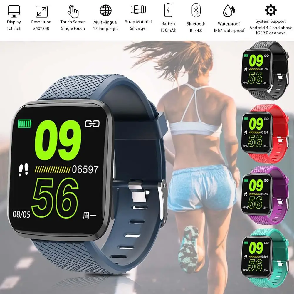 116 плюс умный Браслет пульсометр кровяное давление здоровье циферблат мода