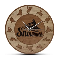 extreme snowmobile riders silhouette art wood texture acrylic print wall clock snow winter games home decor snowmobilers gift
