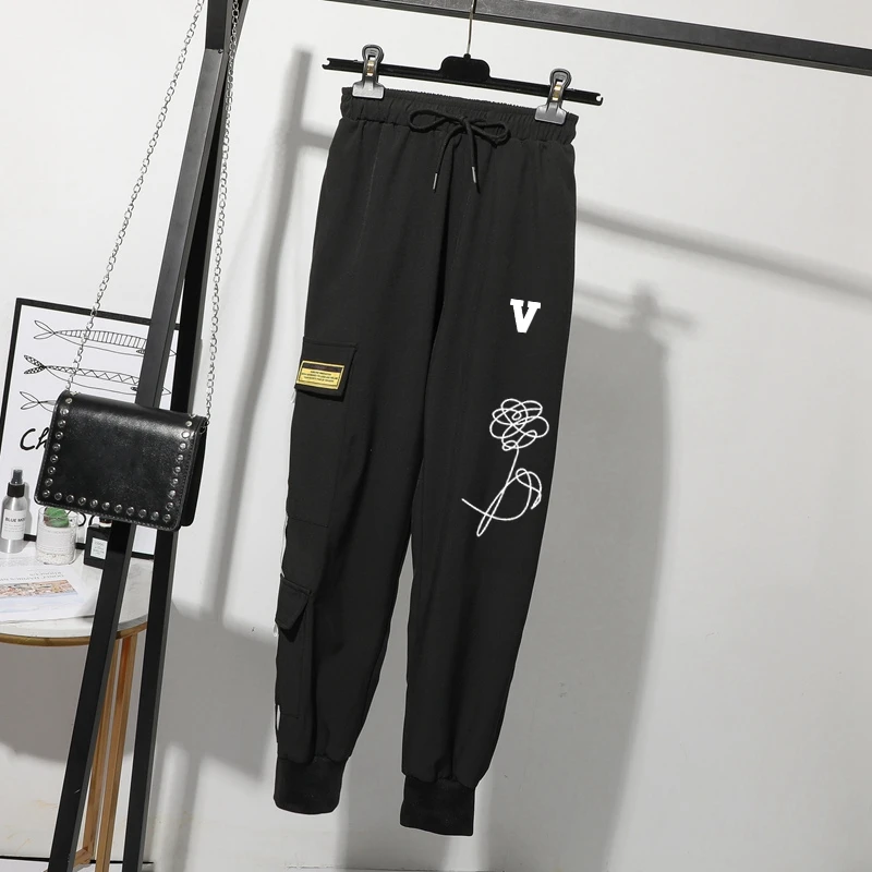 

Women Cargo Pants Casual Streetwear Kpop Korean Fashion Group J hope Suga Jungkook Printed Love Yourself Hip Hop Pants