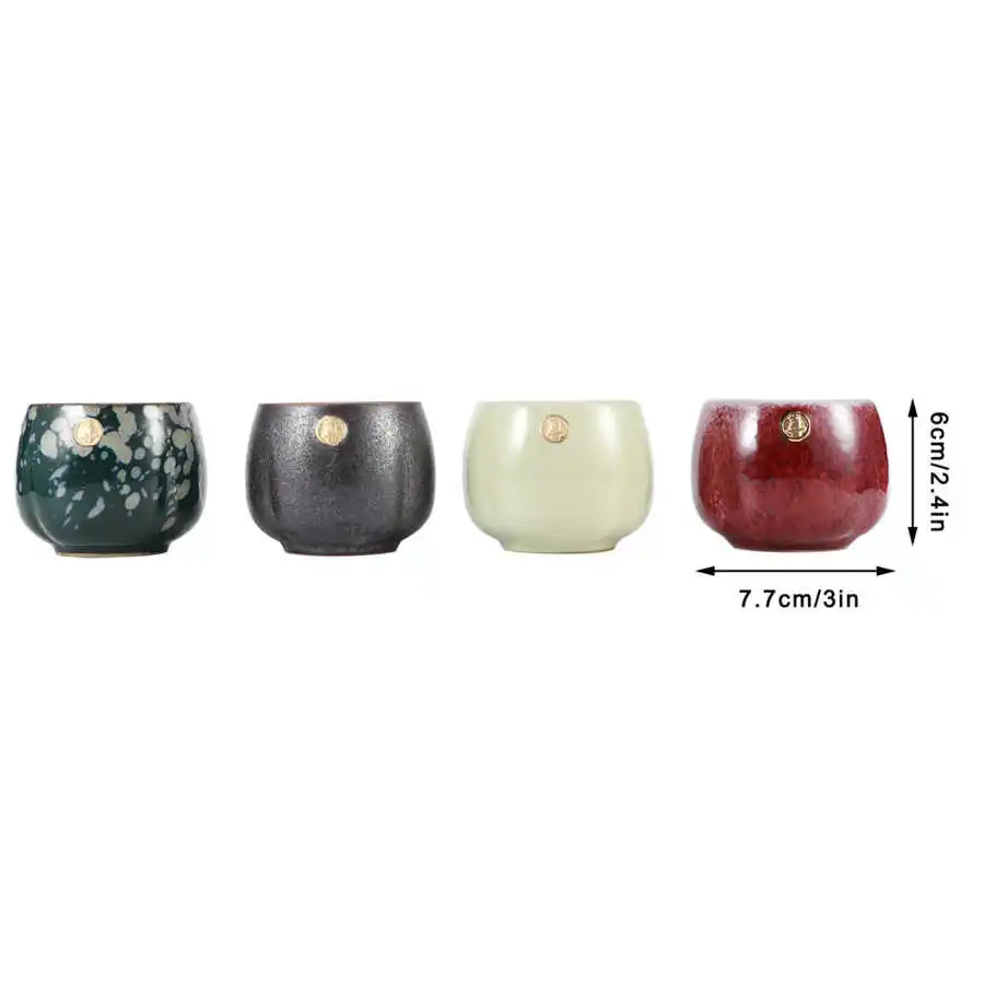 

4pcs Coffee cups Ceramics mugs Beer Tea Mug Retro Kiln Baked Tea Cup Set Japanese Style Ceramic Kung Fu Teaware Drinkware