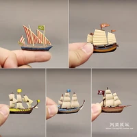 miniature model mini pirate ship sea yacht ocean pleasure boat decor small retro triangular sailboat action figure figurine toys