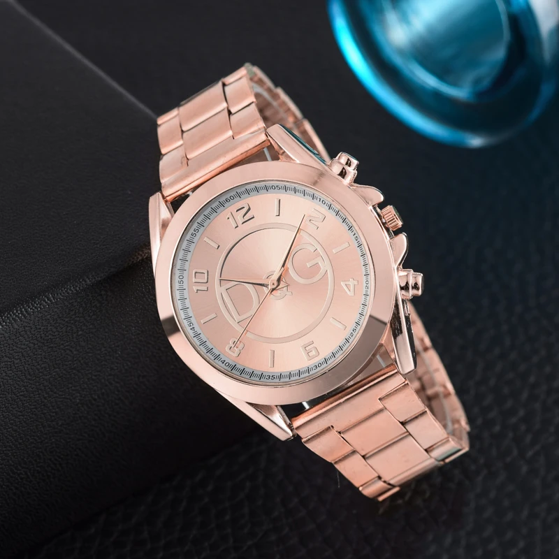 Zegarki meskie New High quality DQG Brand women watches Rose Gold stainless steel business Quartz Men watches Relogio feminino