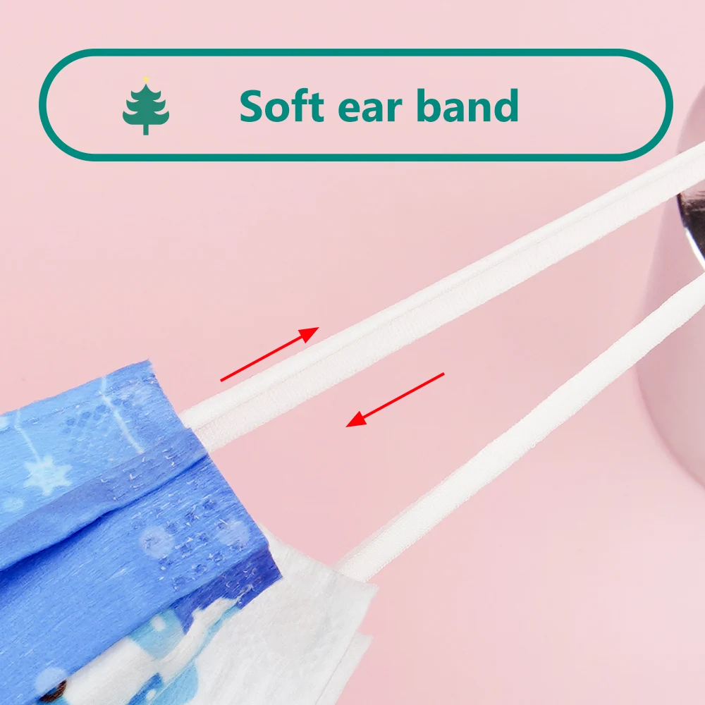 Рождественская маска для лица взрослых 10-200 шт. 3-слойная защитная дышащая рта с