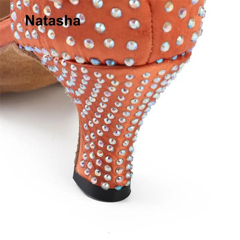 Обувь Natasha обувь для общественных танцев оранжевого цвета с бриллиантами