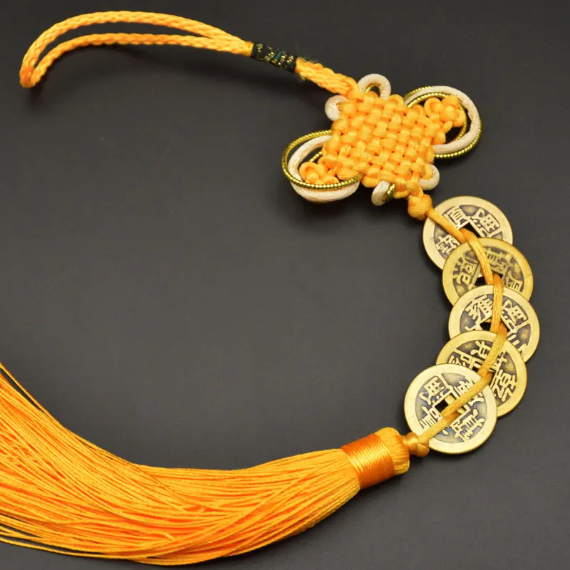 Китайские Подвески на удачу с узлом медные монеты в старинном стиле талисман