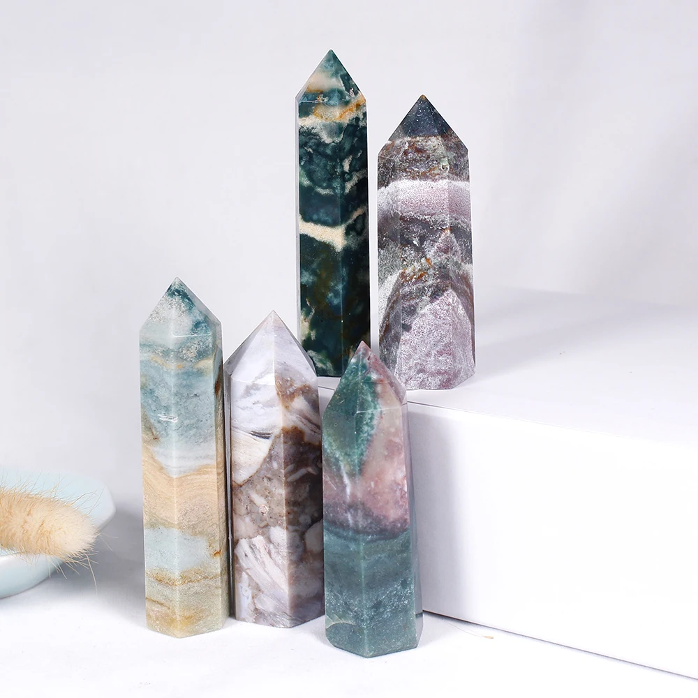 7-10 см натуральный кристалл океан яшма точка лечебный камень шестигранный