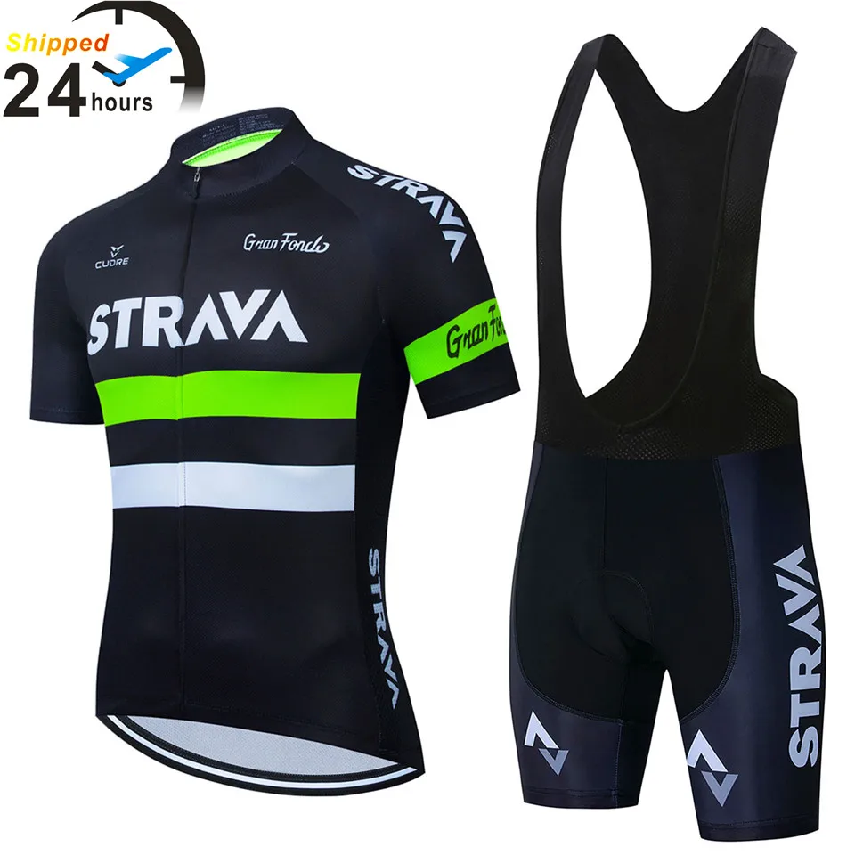 

2021 New STRAVA Cycling Clothing Bike jersey Quick Dry Mens Bicycle clothes summer Cycling Jersey 19D bike shorts set