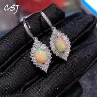 csj new natural opal earrings 925 sterling silver ethiopia opal ov79mm jewelry for women lady birthday engagment party gift