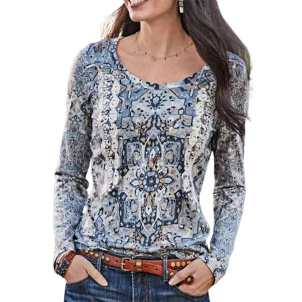 Новинка Женская Повседневная Цветочный принт блузка рубашка для женщин с О