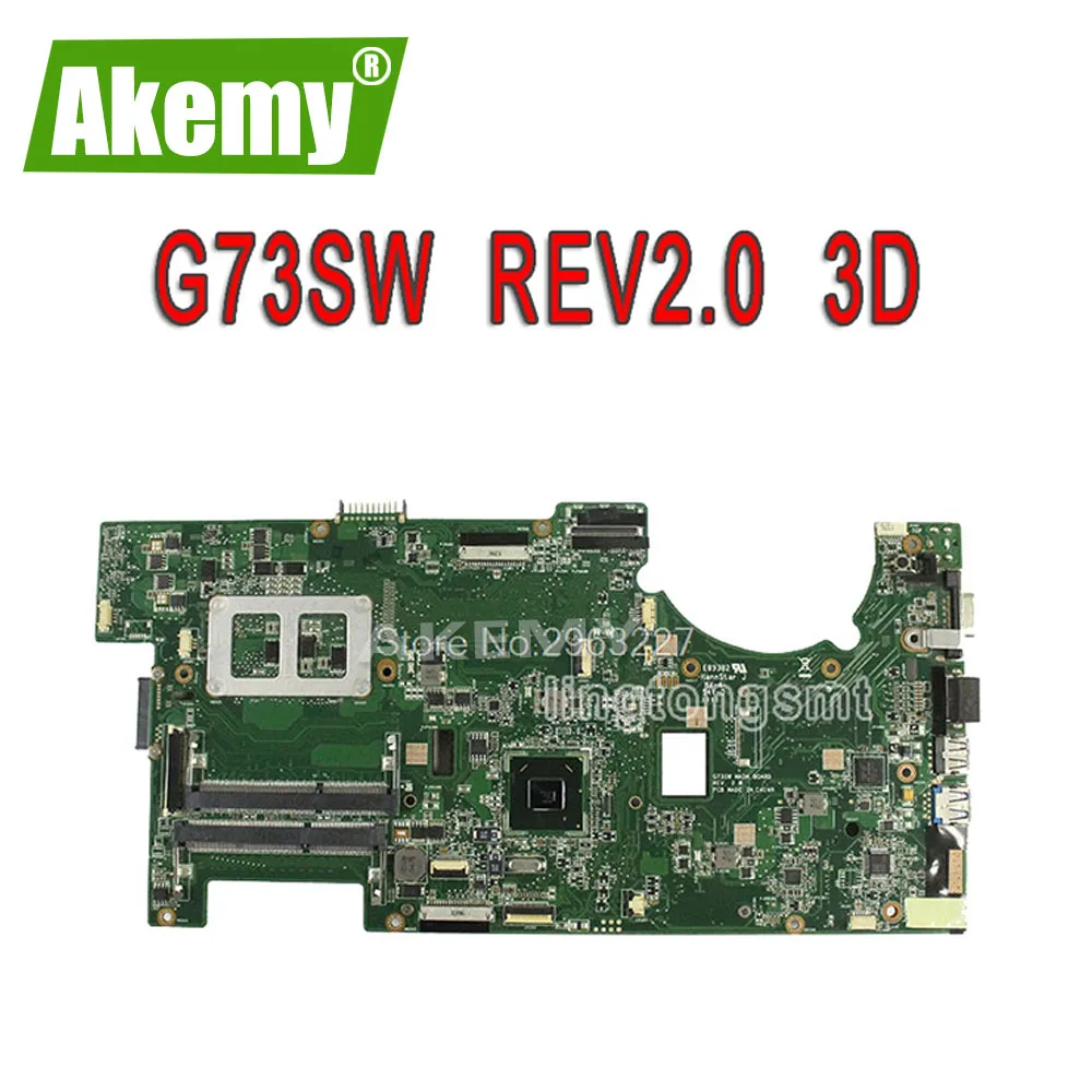 

G73SW For Asus Motherboard rev2.0 HM65 4RAM Slots 3D Connector 90R-N3IMB1000Y Mainboard Full test