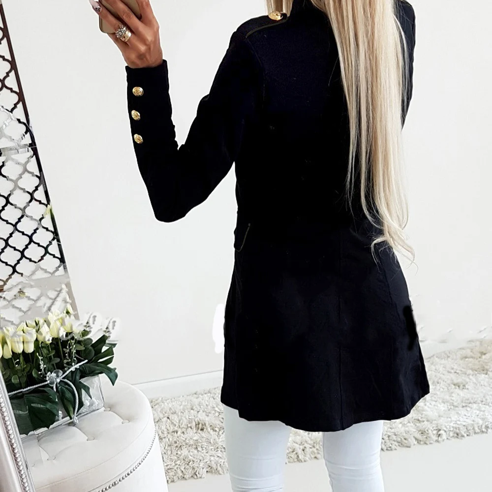 Женский Тонкий Длинный блейзер двубортный Блейзер верхняя одежда модель WDC3062