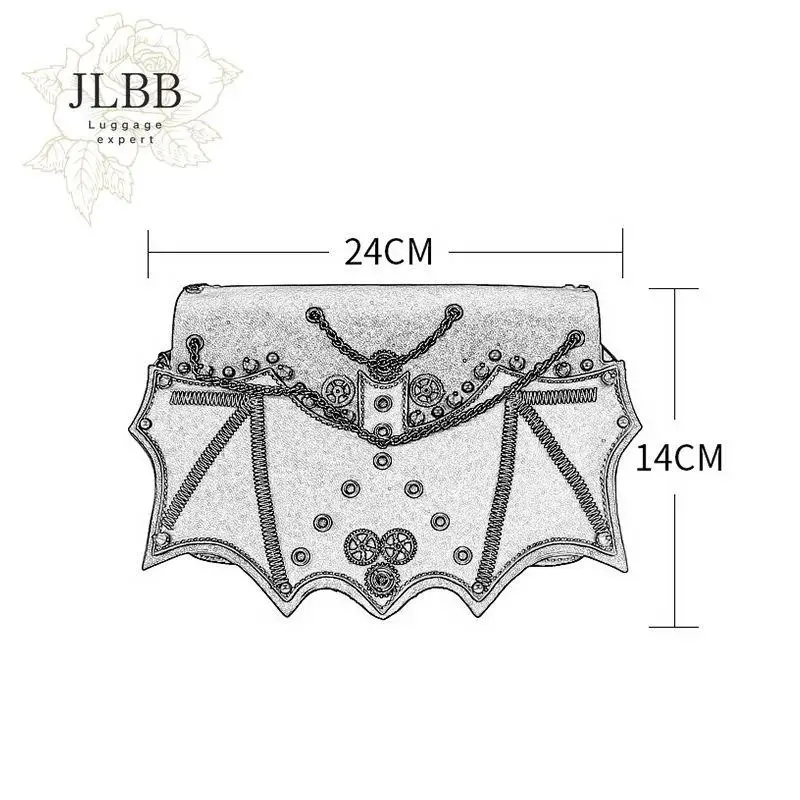 

Punk Gothic Messenger Bag Women 2020 Vintage Steampunk Rivet Shoulder Bag Bat Design Crossbody Bags For Women WHDV1207