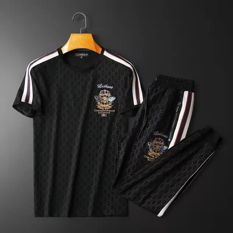 

European and American Male Fitness Training Suit Short Sleeve Trousers T Shirt Casual Fashion Hip-Hop Jogging Suit Men's Suit 2
