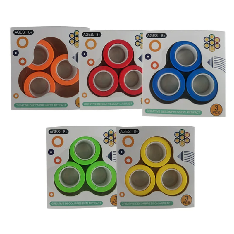 

3pcs NEW Anti-stress Magnetic Rings Magnetic Bracelet Ring Unzip Toy Magic Ring Props Tools Decompression Toys Finger Rings Toy