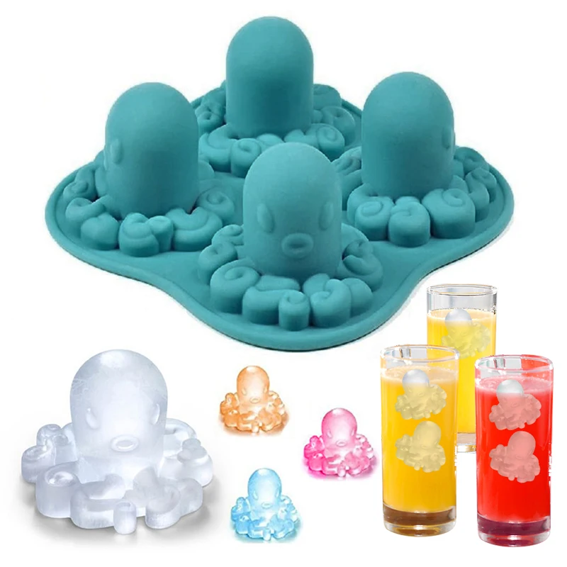 

Siliconen Schimmel Octopus Chocolade Schimmel Popsicle Vat Diy Lade Whiskey Wijn Cocktail Ice Cube 3D Schimmel KeukenGereedschap