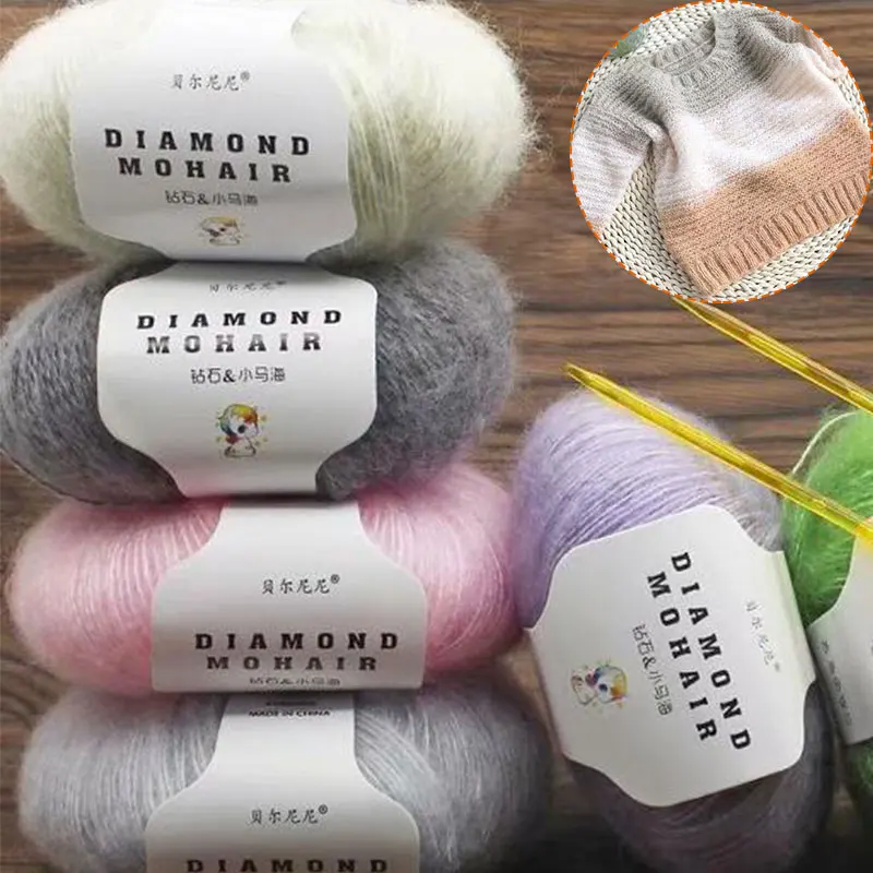 

1 Roll 25g/ball Mohair Yarn Crochet Skin-friendly Baby Wool Yarn for Knitting Sweater Scarf Shawl DIY Hand Knitting Supplies