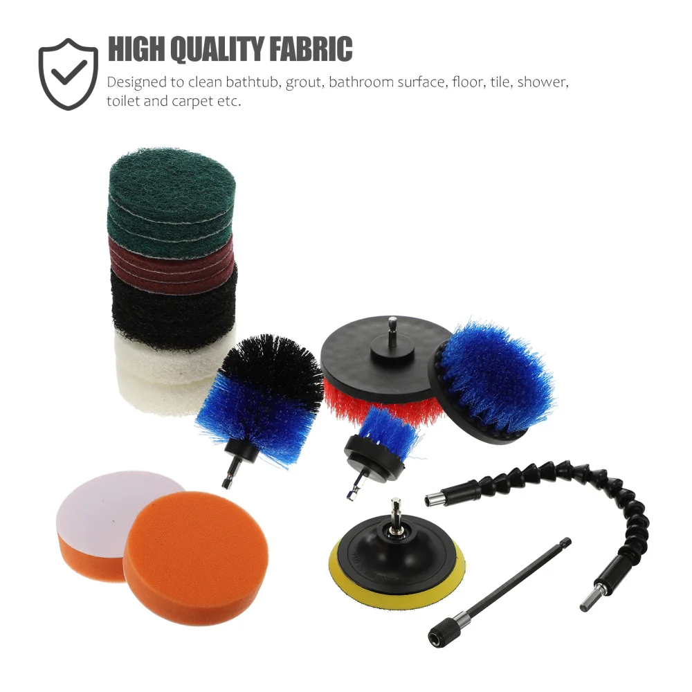 

1 Set/19pcs Electric Drill Brush Kit Round Scrubber Cleaning Brushes for Carpet