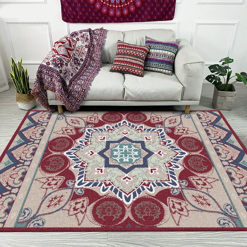 

Fashion Ethnic Style Red Blue Green Floral Bedroom Living Room Kitchen Bathroom Bedside Mat Carpet