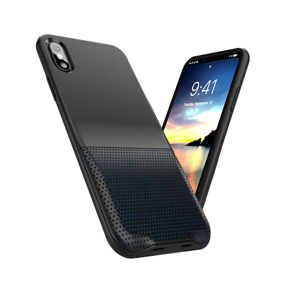 Синий Аудио чехол для iPhone X, для Lightning для двойного освещения аудио чехол для зарядки наушников адаптер, поддержка синхронизации зарядки музыки - Цвет: Синий