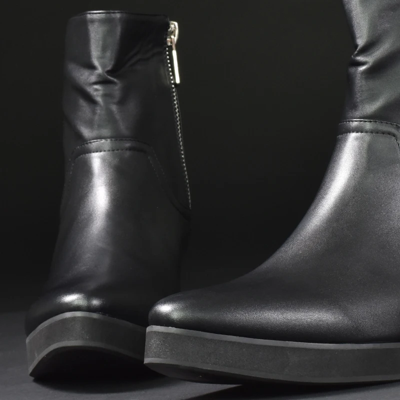 Ботильоны мужские из натуральной воловьей кожи заостренный носок молния высокий