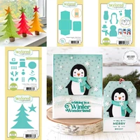 penguin trees boxes metal cutting dies and clear stamps cut die mold blade knife punch scrapbook paper craft stencils dies