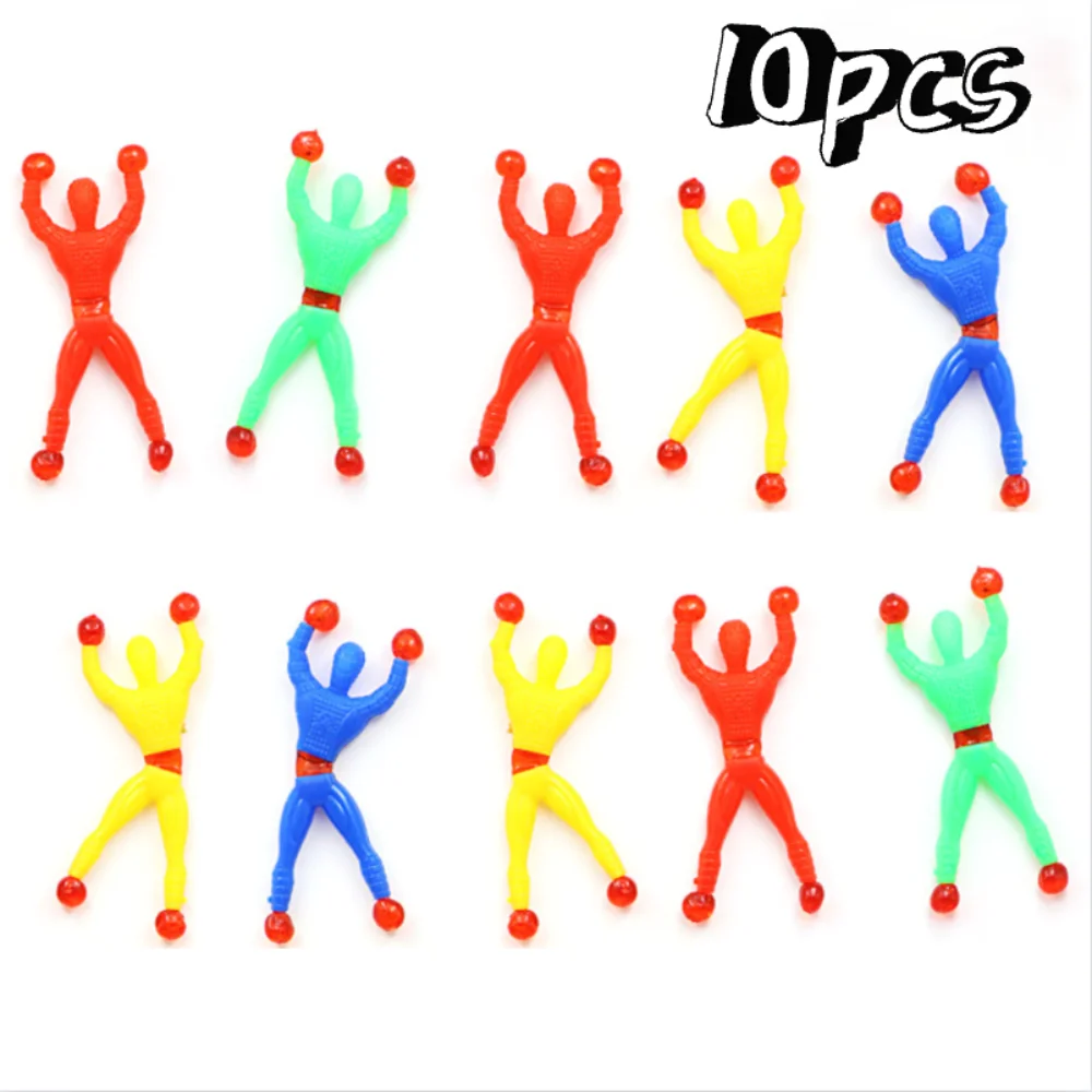 

10pcs Random Color Funny Children Stretchy Sticky Toy Gift Party Supplies Wall Climber Flip Decompression Toy Educational Toy