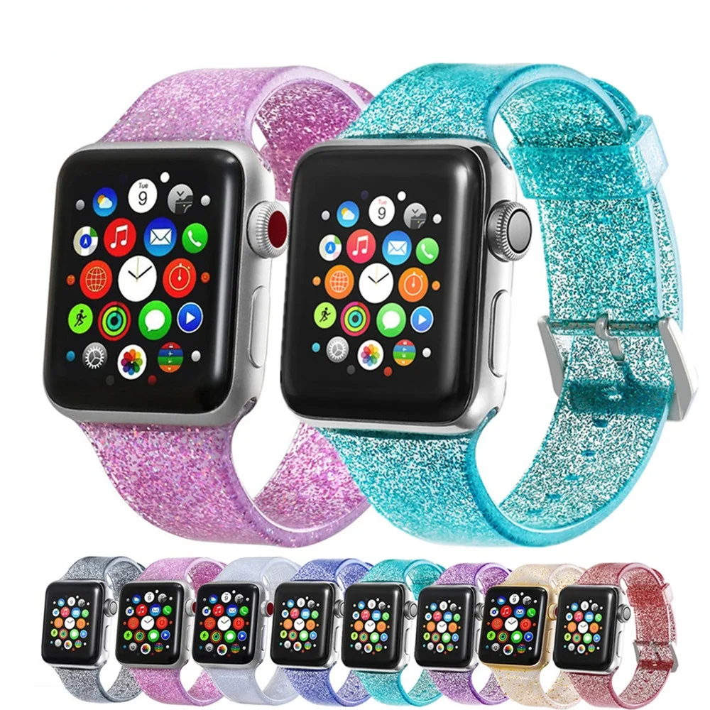 

Jelly Strap For Apple Watch 5 band 40mm 44mm iWatch band 38mm 42mm Bling silicone watchband bracelet Apple watch 4 3 2 40 38 mm