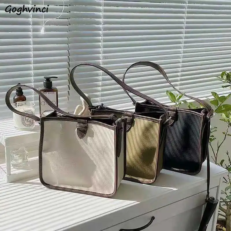 

Composite Bag Women Shoulder Bags Canvas Square Underarm Portable Retro Reusable Fashion Bolsa All Match Korean with Money-bag