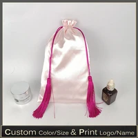 custom logo silk satin pouch virgin hair cosmeticbeauty equipment beauty products storage bag 20pcslot