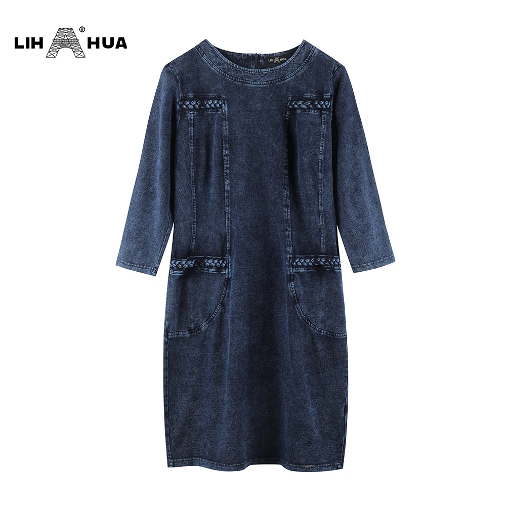 Женское джинсовое платье LIH HUA облегающее большого размера плюс Повседневное