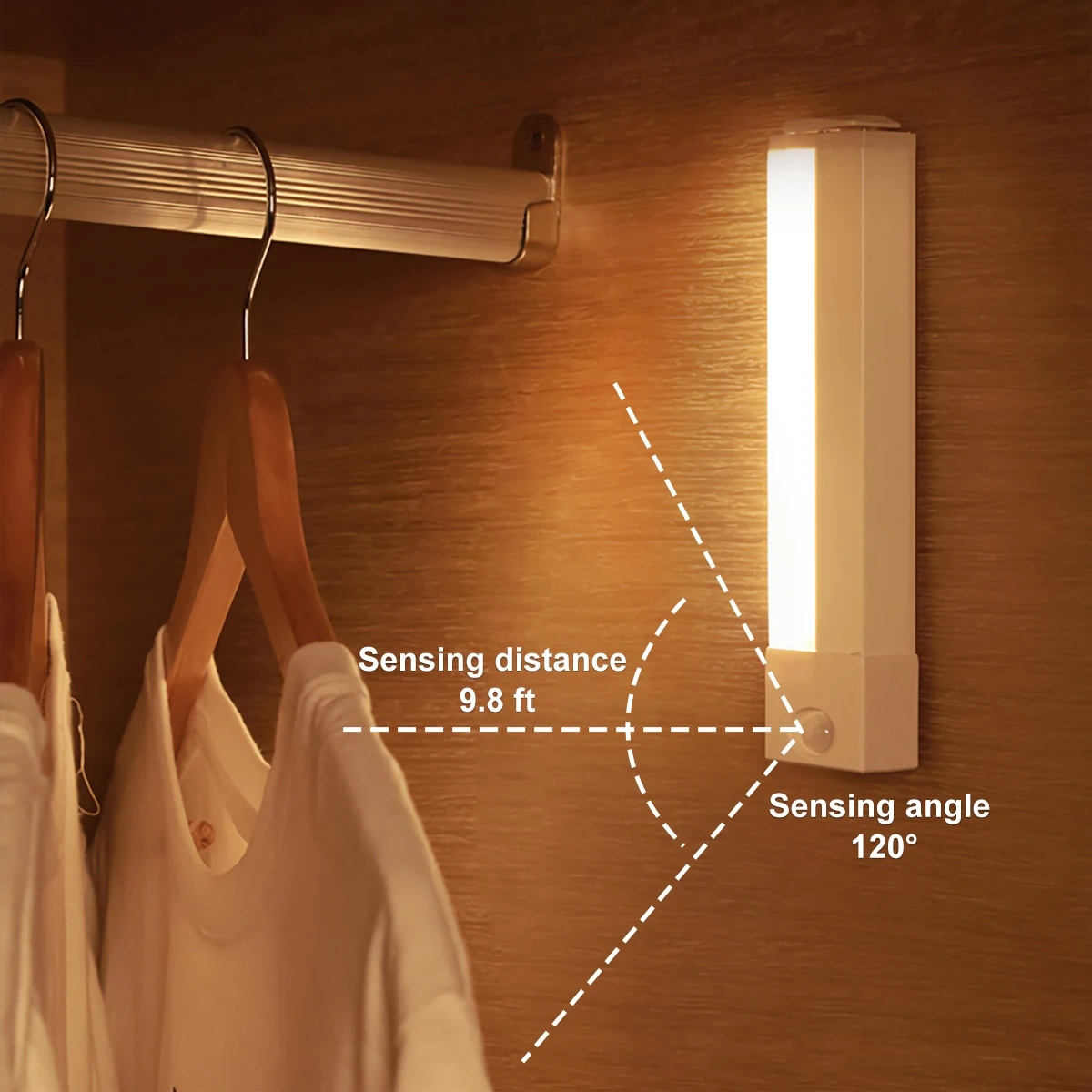 

Three-color Motion Sensor Light Wireless LED Night Light USB Rechargeable Cabinet Light Kitchen Closet Aisle Night Lamp 20/30/50