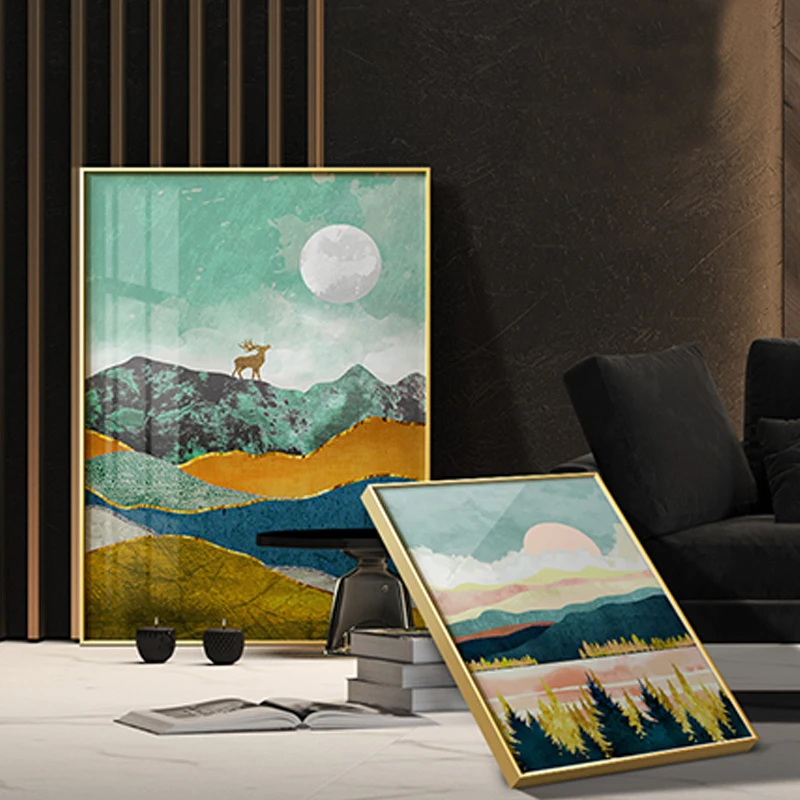 

Nordic Abstract Sunrise Sunset Canvas Painting Landscape Posters and Print Minimalist Wall Art Pictures for Living Room Decor No