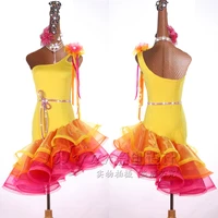 latin skirt latin skirt competition skirt performance skirt glittering yellow diamond custom childrens dance skirt