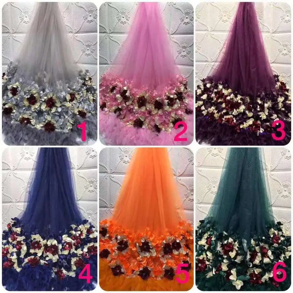 Вечерние платья из ткани перо + трехмерная вышивка Французский Чистая Пряжа