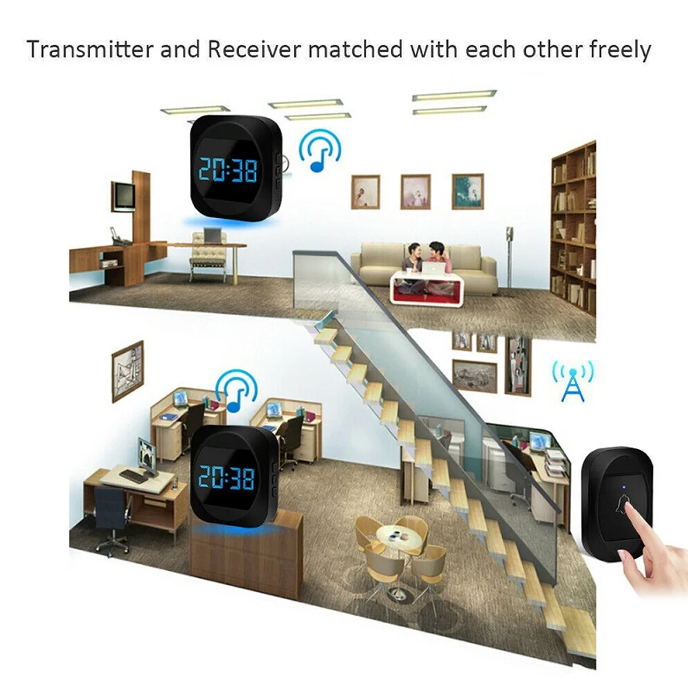 Автономный беспроводной дверной звонок с дисплеем времени 100-240 В переменного