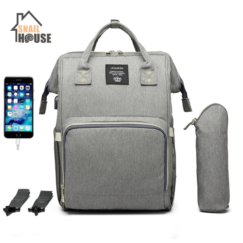 Сумка для детских подгузников Snailhouse с USB, сумка для подгузников для мам и мам, Большая вместительная сумка для подгузников, рюкзак для путешествий, сумка для ухода за ребенком