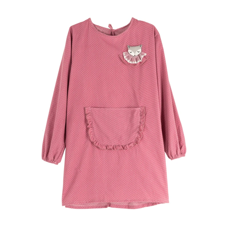 

Cotton smock for female adults long fashion kitchen cooking apron long sleeve adult work clothes apron