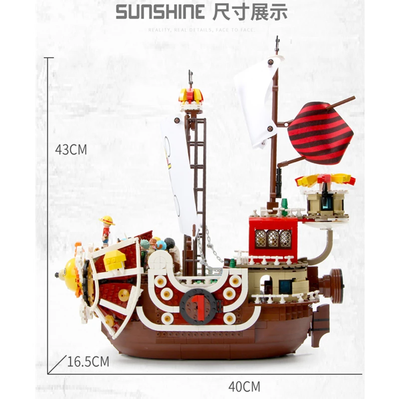 1484 шт. пиратский корабль Луффи модели совместимы с Legoing Thousand Sunny Techinc фигурки