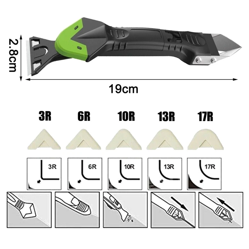 

Creative 5In1 Silicone Remover Caulk Finisher Sealant Smooth Scraper Grout Kit Tools Plastic Hand Tools Set Accessories