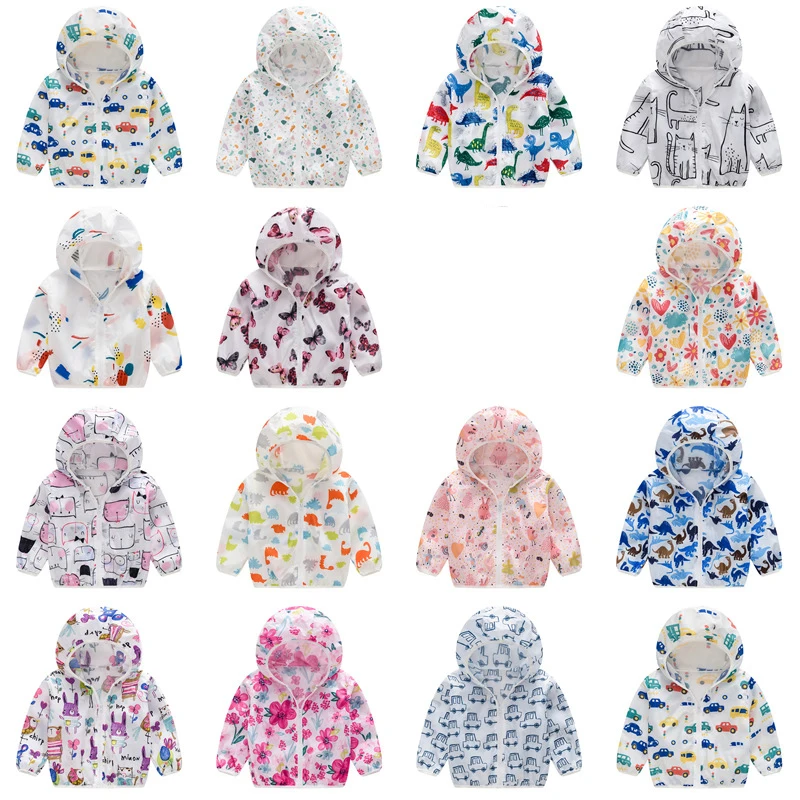 Куртка на молнии для мальчиков и девочек с капюшоном мультяшным принтом | Детская