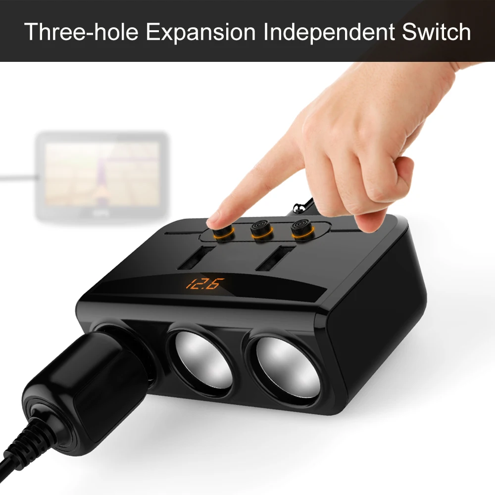 Car Charger 3 Cigarette Lighter Dual USB 3-in-1 12V 24V Mobile Phone Accessories |