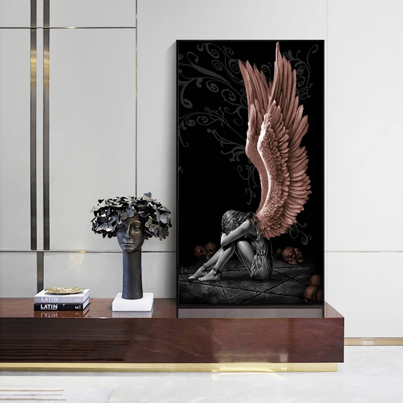 Ангелы и демоны крылья девушка холст картина на стену плакаты принты