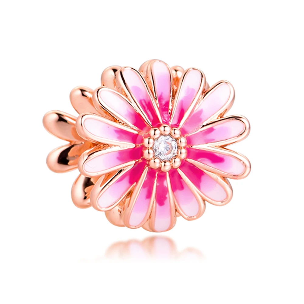 Подвески QANDOCCI подходят для ожерелий браслетов розовый цветок маргаритки бусины