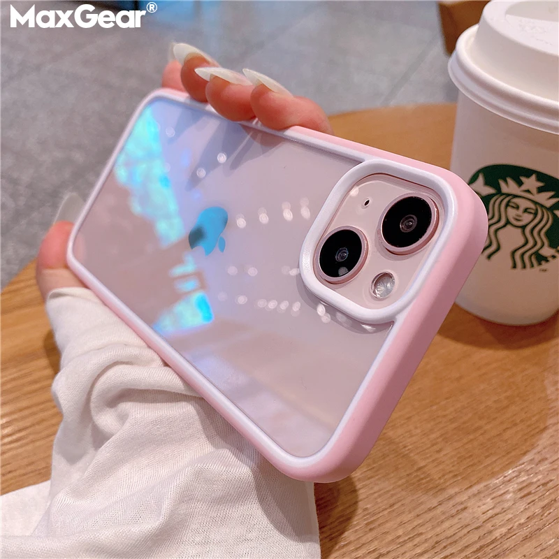 Роскошный Прозрачный Красочный мягкий чехол с рамкой для iPhone 13 12 11 Mini Pro Max X XR XS 7 8