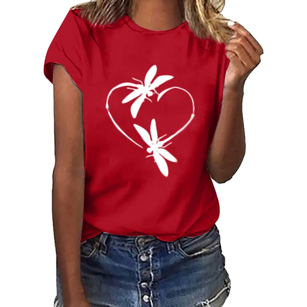 Женская блузка с принтом Повседневная Свободная рубашка коротким рукавом и