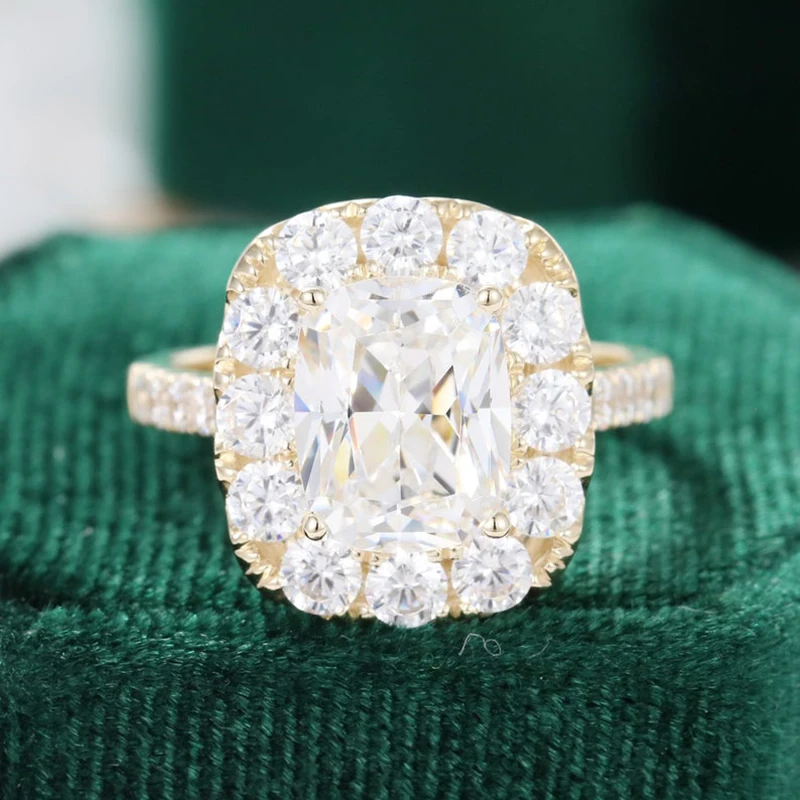 Женское Обручальное кольцо с муассанитом белое золото 585 пробы 7 Х9 мм 3 карата