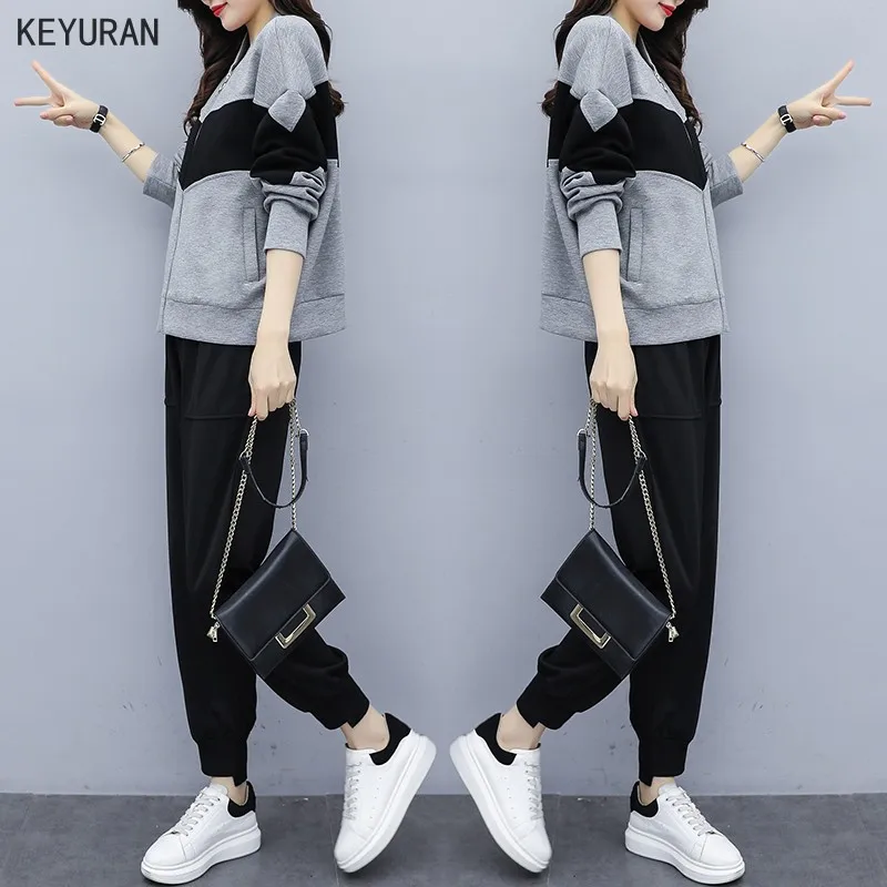 Женский спортивный костюм из двух предметов куртка с длинным рукавом и штаны