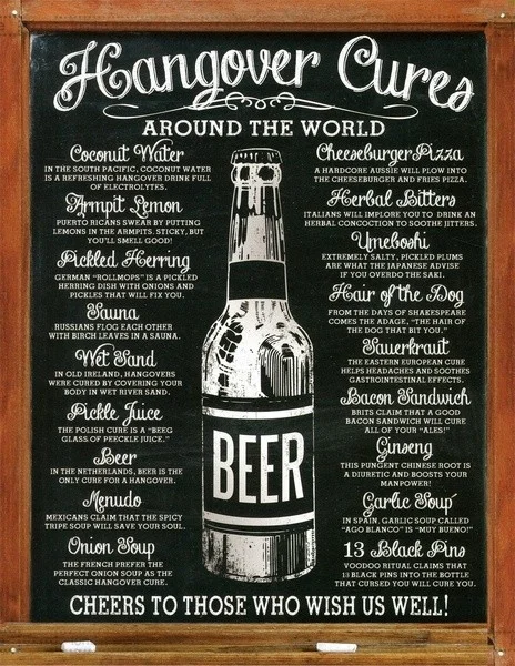 

2020 Hangover Cures Tin Sign 20 x 30in